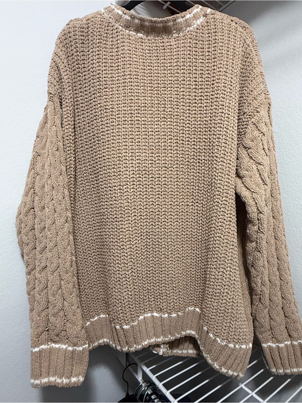 Altar’d State Cozy Cable Knit V-Neck Cardigan Sweater - Beige - Picture 3 of 5